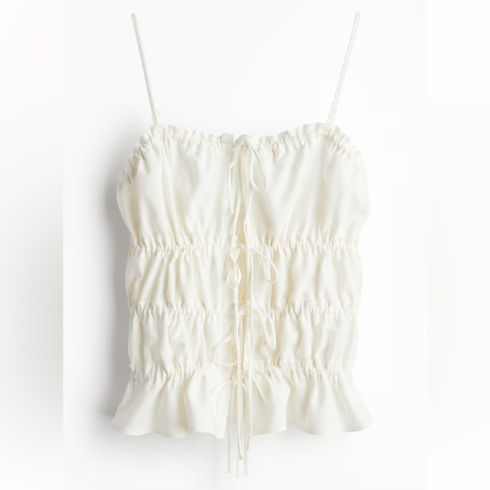 NWT Cream Tie-Front Top